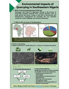 ASSESSMENT OF THE ENVIRONMENTAL IMPACTS OF QUARRYING AND RECLAMATION POSSIBILITIES IN SOUTHEASTERN NIGERIA